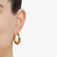 Silver Addiction Womens 14K Gold Over Silver 25.9mm Hoop Earrings