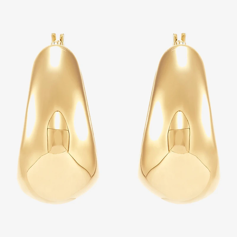 Silver Addiction Womens 14K Gold Over Silver 25.4mm Hoop Earrings