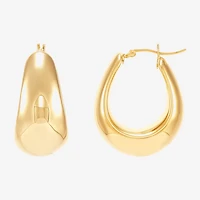 Silver Addiction Womens 14K Gold Over Silver 25.4mm Hoop Earrings