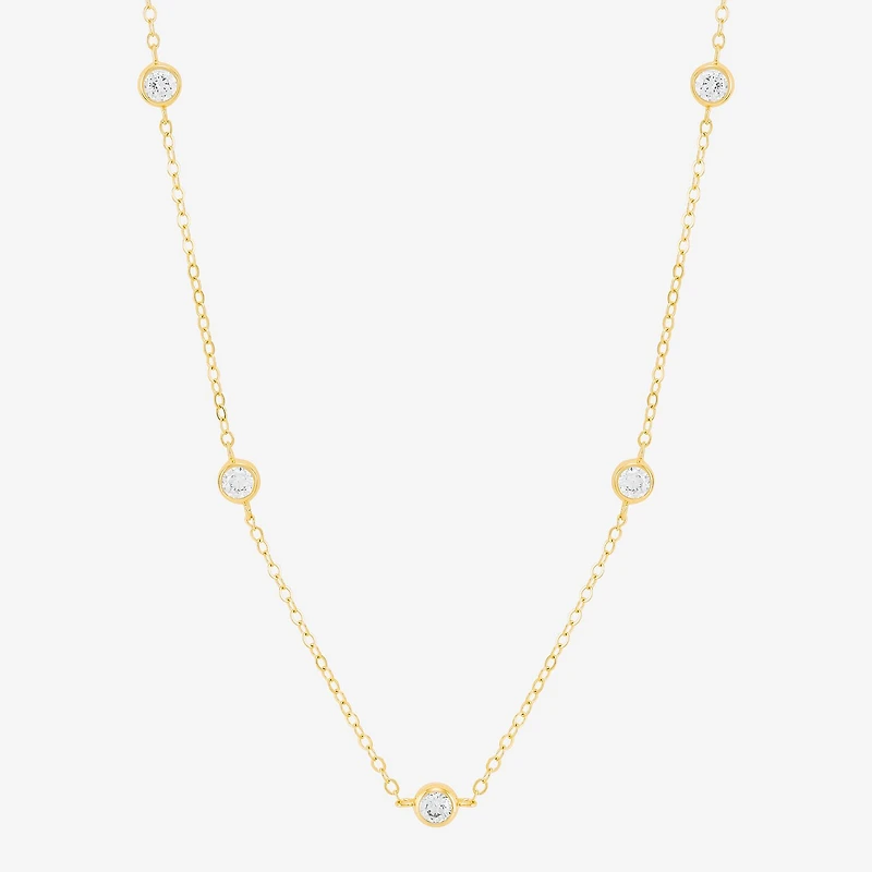 Silver Addiction Womens 14K Gold Over Silver 17 Inch Cable Chain Necklace