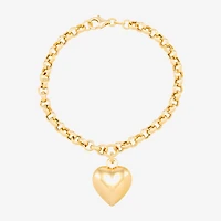 Silver Addiction Womens 14K Gold Over Silver Heart Charm Bracelet
