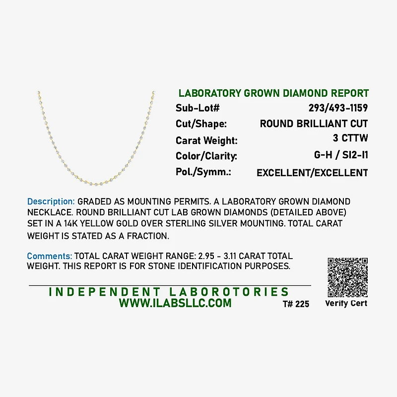 Diamond Addiction G-H / Si2-I1 Womens White Diamond 14K Gold Over Silver 17 Inch Tennis Necklace