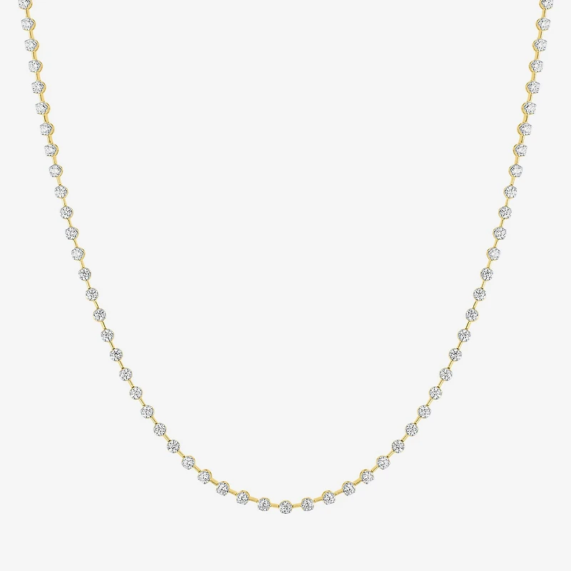 Diamond Addiction G-H / Si2-I1 Womens White Diamond 14K Gold Over Silver 17 Inch Tennis Necklace