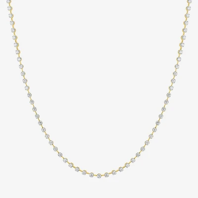 Diamond Addiction G-H / Si2-I1 Womens White Diamond 14K Gold Over Silver 17 Inch Tennis Necklace