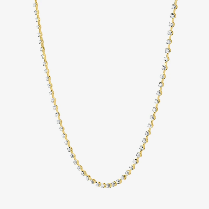 Diamond Addiction G-H / Si2-I1 Womens White Diamond 14K Gold Over Silver 17 Inch Tennis Necklace