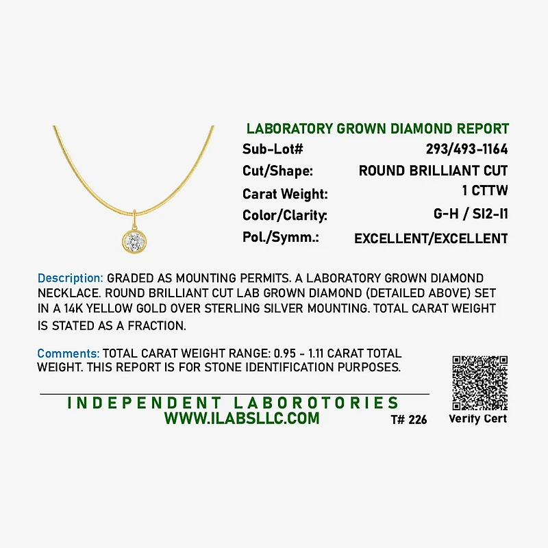 Diamond Addiction (G-H / Si2-I1) Womens 1/ CT. T.W. Lab Grown White Diamond 14K Gold Over Silver Inch Pendant Necklace