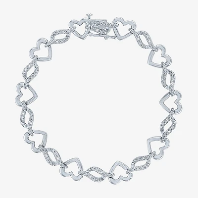 1/10 CT. TW. Diamond Sterling Silver Heart Tennis Bracelet