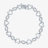 1/10 CT. TW. Diamond Sterling Silver Heart Tennis Bracelet