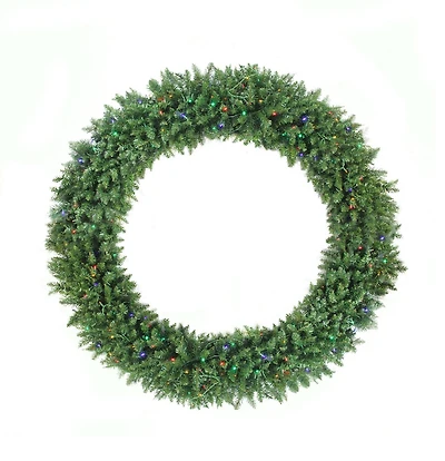 Pre-Lit Buffalo Fir Commercial Artificial Christmas Wreath - 5-Foot Multi LED Lights