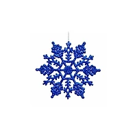 24ct Lavish Blue Glitter Snowflake Christmas Ornaments 4"
