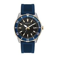 Bulova Mens Blue Strap Watch 98b345