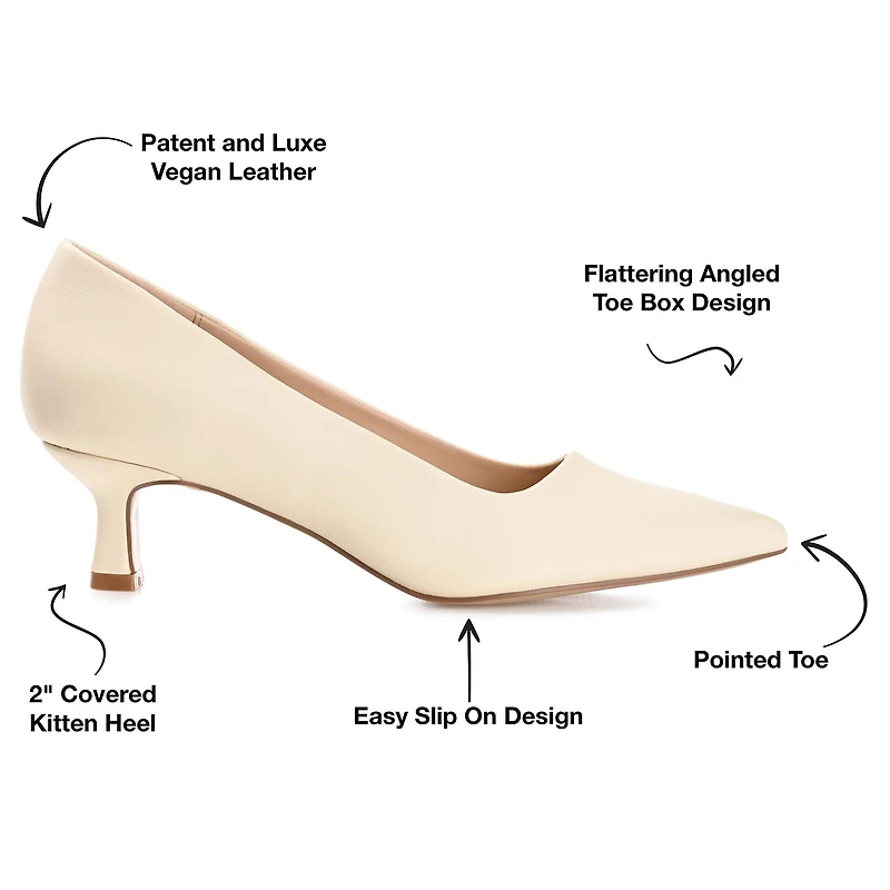 Journee Collection Celica Womens Pointed Closed Toe Kitten Heel Pumps