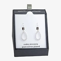 Sparkle Allure Womens Cubic Zirconia Pure Silver Over Brass Drop Earrings