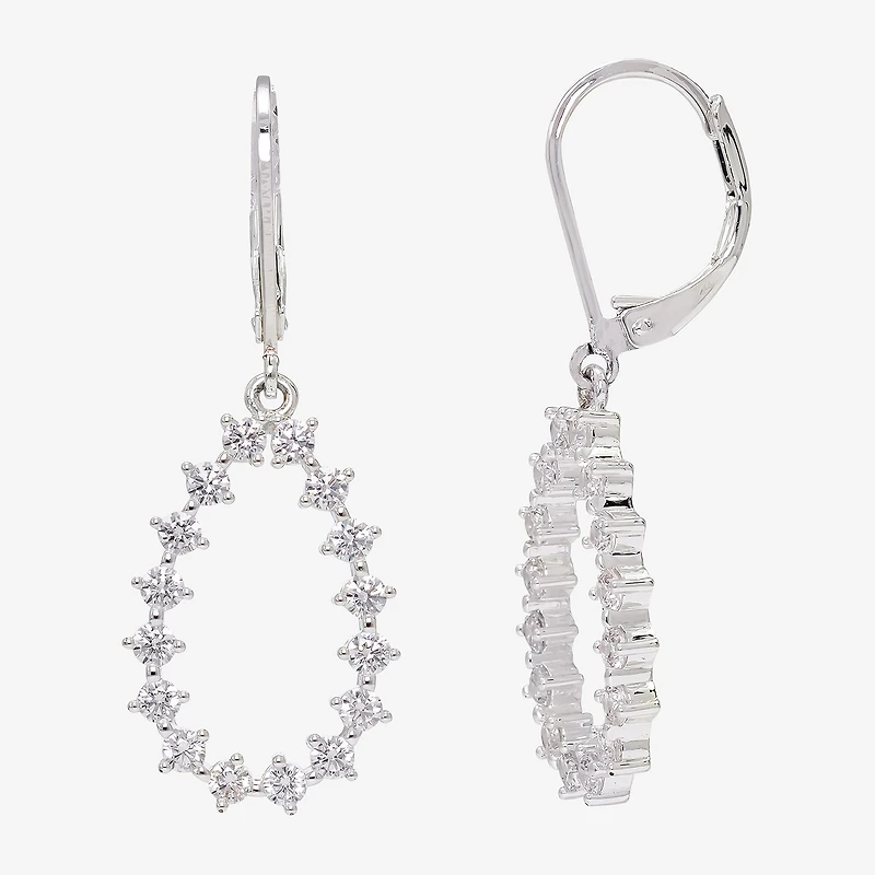 Sparkle Allure Womens Cubic Zirconia Pure Silver Over Brass Drop Earrings