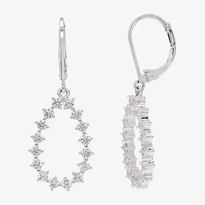 Sparkle Allure Womens Cubic Zirconia Pure Silver Over Brass Drop Earrings