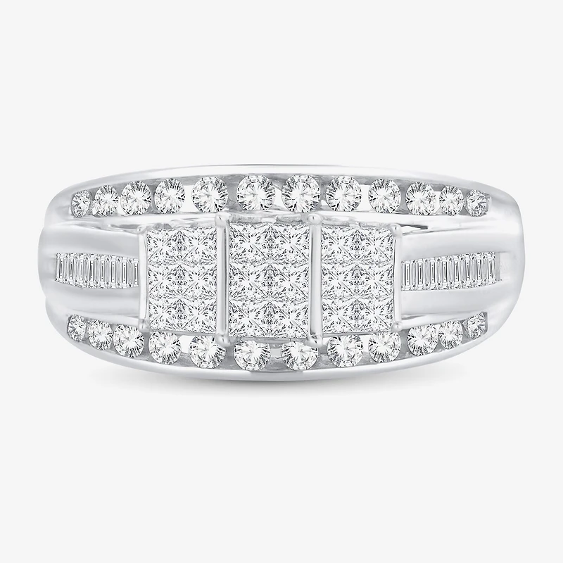 Love Lives Forever 1 CT.T.W. Natural Diamond Side Stone 3-Stone Engagement Ring 10K or 14K Gold
