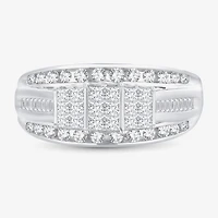 Love Lives Forever 1 CT.T.W. Natural Diamond Side Stone 3-Stone Engagement Ring 10K or 14K Gold