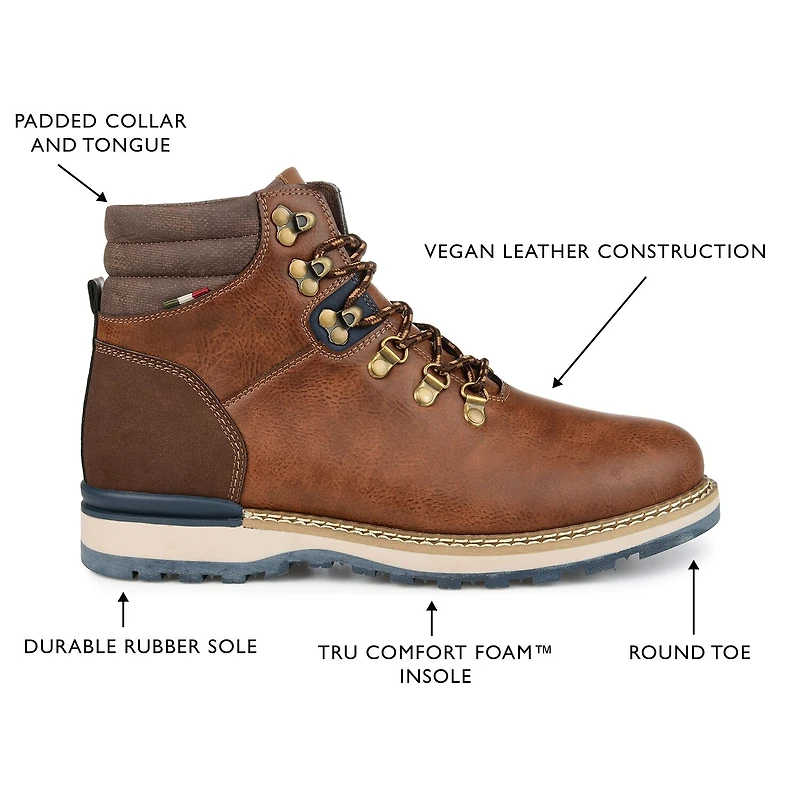 Vance Co Mens Zane Flat Heel Lace-Up Boots