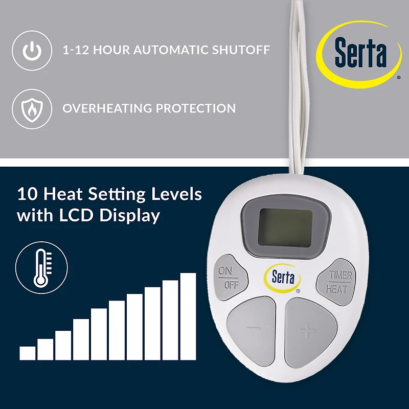 Serta® Waterproof Heated Electric Mattress Pad