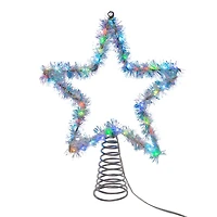 Kurt Adler 12.2" Led Silver Tinsel Star Christmas Tree Topper