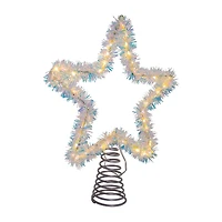 Kurt Adler 12.2" White Led Silver Star Christmas Tree Topper