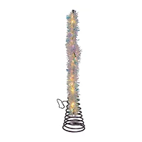 Kurt Adler 12.2" White Led Silver Star Christmas Tree Topper