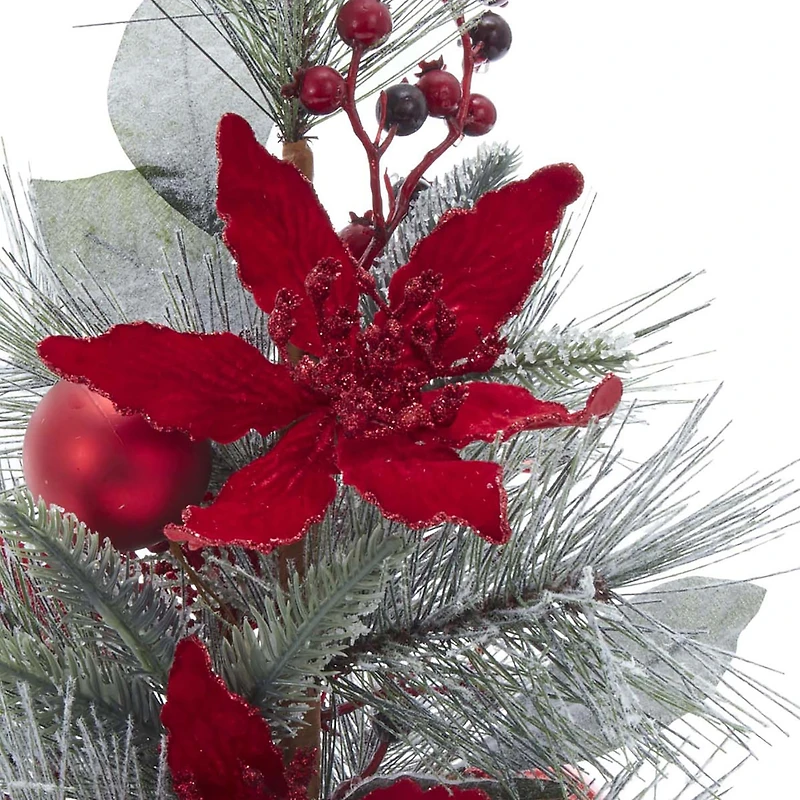 Kurt Adler Unlit With Red Berries 1 1/2 Feet Flocked Christmas Tree