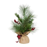 Kurt Adler Berries And Plaid Ribbon Green 1 1/2 Feet Christmas Tree
