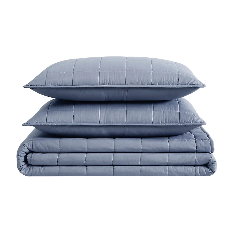 London Fog Garment Wash Solid Quilt Set