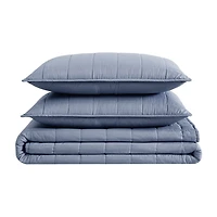 London Fog Garment Wash Solid Quilt Set