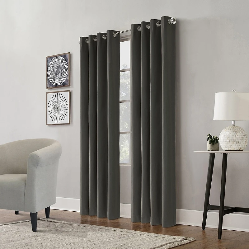 Thermaplus Edison Grommet Top Energy Saving 100% Blackout Single Curtain Panel