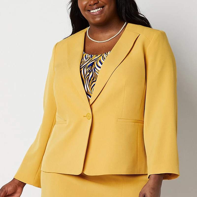 Black Label by Evan-Picone Womens Plus Classic Fit Suit Jacket