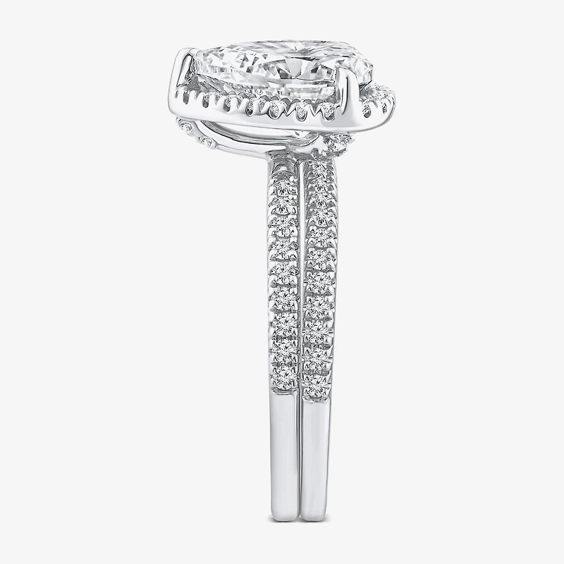 Signature By Modern Bride Womens 2 CT. T.W. Lab Grown White Diamond 10K or 14K Gold Pear Side Stone Bridal Set