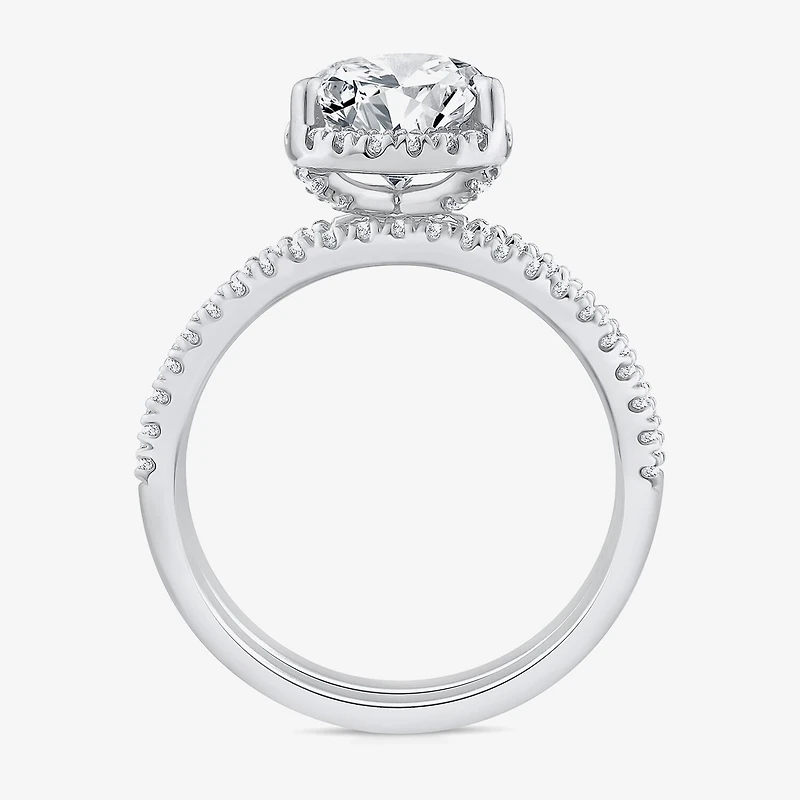 Signature By Modern Bride Womens 2 CT. T.W. Lab Grown White Diamond 10K or 14K Gold Pear Side Stone Bridal Set