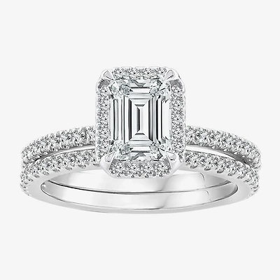 Signature By Modern Bride Womens 2 CT. T.W. Lab Grown White Diamond 10K or 14K Gold Side Stone Bridal Set