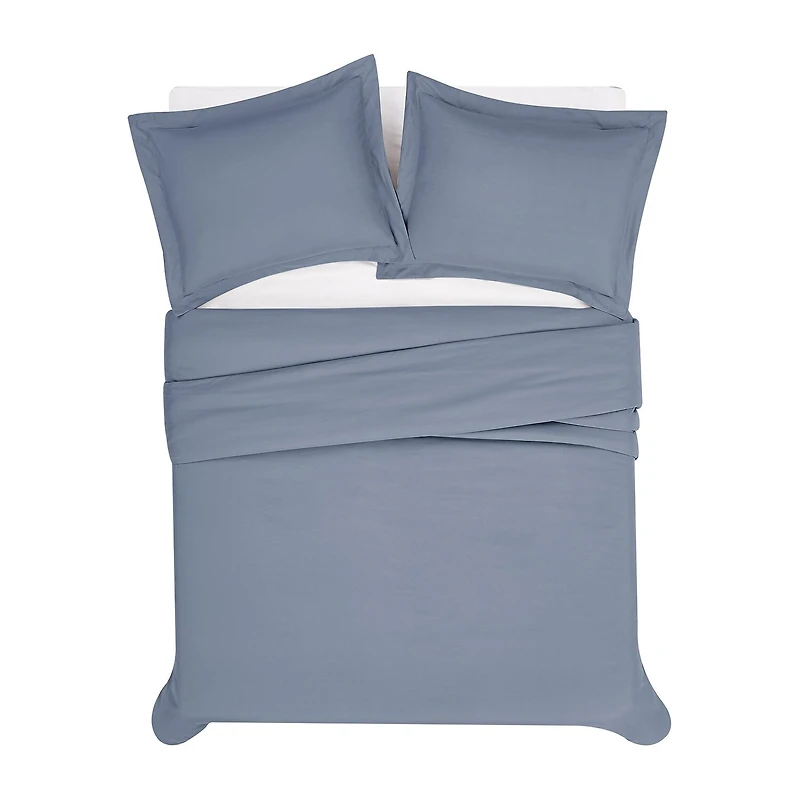 London Fog Garment Wash Solid Duvet Cover Set