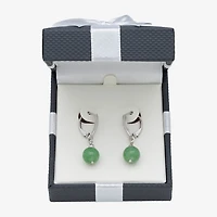 Womens Genuine Green Jade Cultured Freshwater Pearl Sterling Silver Drop Earrings