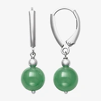Womens Genuine Green Jade Cultured Freshwater Pearl Sterling Silver Drop Earrings