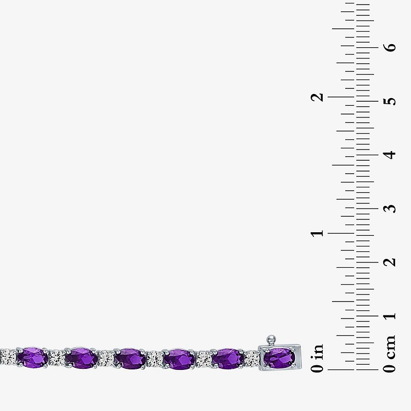 Gemstone Sterling Silver Oval 7.5 Inch Tennis Bracelet