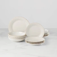 Lenox French Perle Groove White 12-pc. Stoneware Dinnerware Set