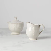Lenox French Perle White Stoneware Sugar & Creamer Set