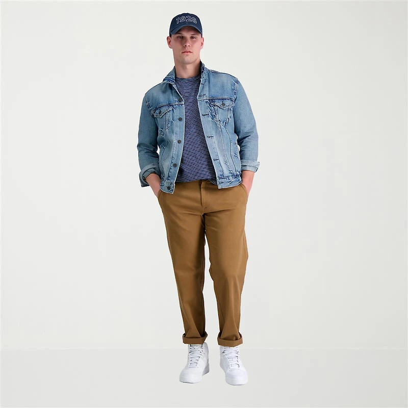 Haggar Life Khaki Comfort Chino Mens Waistband Straight Fit Flat Front Pant