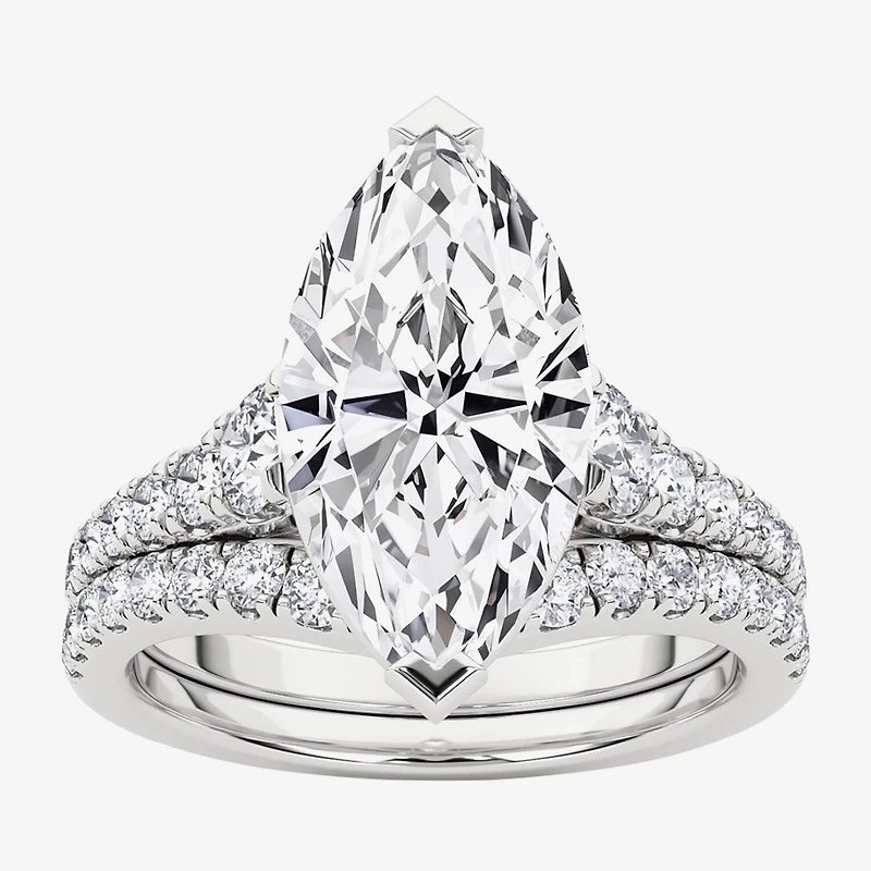 Grown Gorgeous (F,Vs2) Womens 3 5/8 Ct. T.W. Lab White Diamond 14K Gold or Platinum Marquise Side Stone Bridal Set