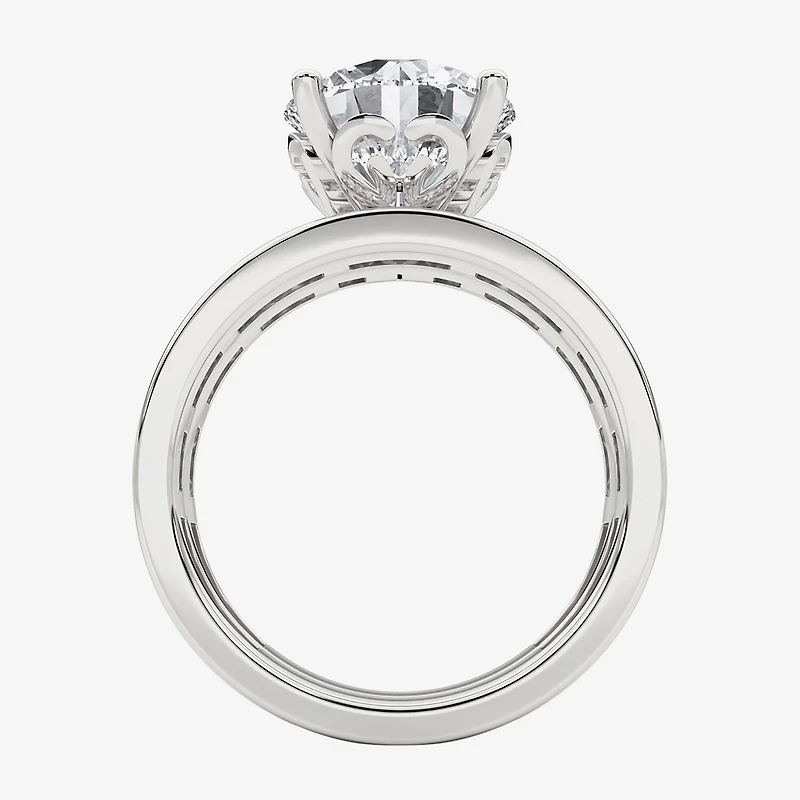 Grown Gorgeous Vs2, F Womens 4 1/4 CT. T.W. Lab White Diamond 14K Gold or Platinum Round Side Stone Bridal Set