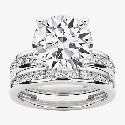 Grown Gorgeous Vs2, F Womens 4 1/4 CT. T.W. Lab White Diamond 14K Gold or Platinum Round Side Stone Bridal Set