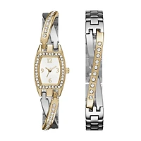Geneva Womens Two-Tone Bangle Watch Boxed Set