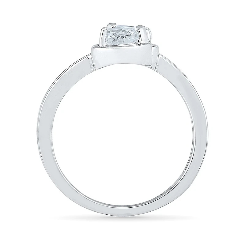Womens Genuine White Sapphire Sterling Silver Cocktail Ring