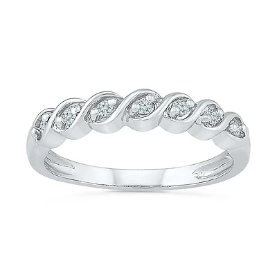 Womens 2MM 1/ CT. T.W. Natural White Diamond Sterling Silver Band