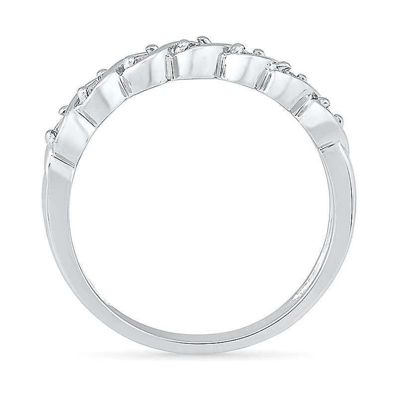 Womens 2MM 1/6 CT. T.W. Natural White Diamond Sterling Silver Band