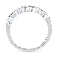 Womens 2MM 1/6 CT. T.W. Natural White Diamond Sterling Silver Band